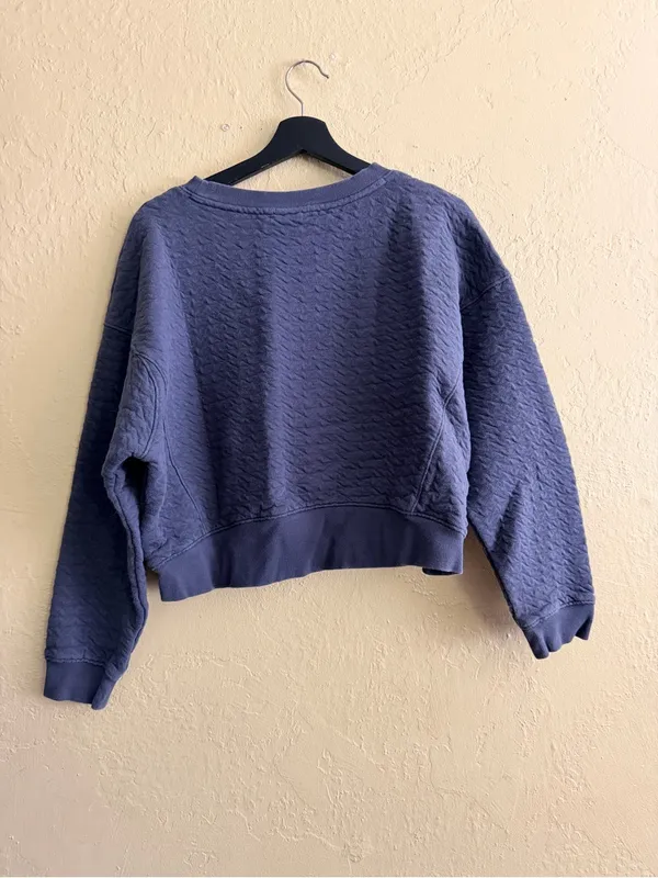 all in motion blue Textured Crewneck cropped Sweatshirt - Image 2