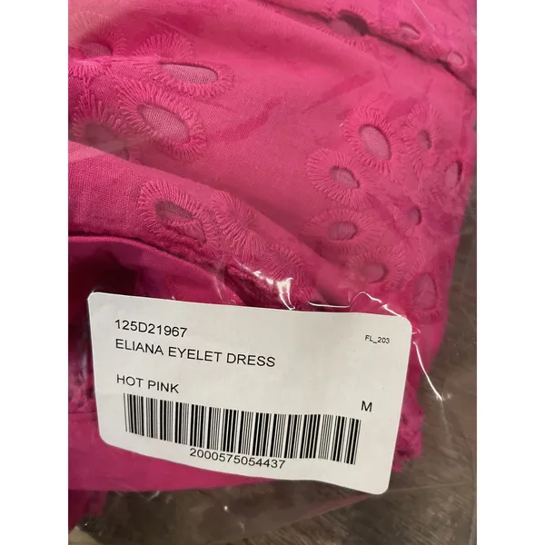 Allison New York Womens Eliana Eyelet Dress Hot Pink Button Front Medium - Image 6