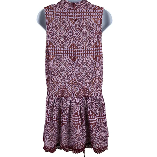 Lulus Sleeveless Cranberry Cream Laced Overlay A-line Fit & Flare Dress S - Image 7