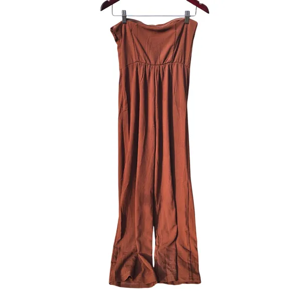Wild Fable NWT 60O Womens Strapless Wide Leg Jumpsuit Brown Small‎ W9ZZEP - Image 7