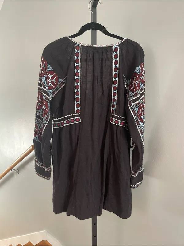 Free People All My Life Embroidered Smocked Mini Dress Size Small - Image 4