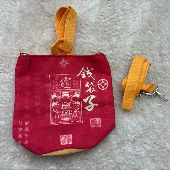 Red Canvas Bucket Crossbody Bag Chinese Noodle Cup Style‎ Small Shoulder Bag new - Image 7