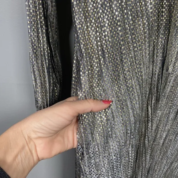 Anthropologie X Sabina Musayev Dress‎ Size M Eugine Gold Gray Accordian Tie Date - Image 8