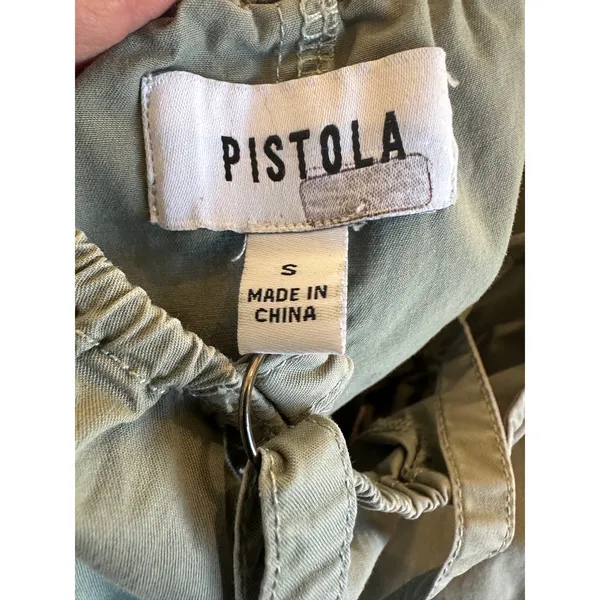 Pistola Olive Green Overall Jumpsuit SMALL Cotton Relaxed Vacation Designer $148 - Image 11