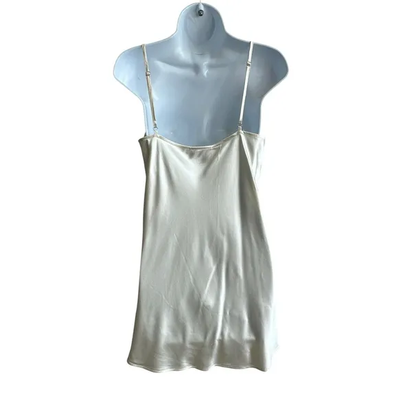 Reformation Ariel Silk Mini Slip Dress 6 Satin Draped Minimalist Silhouette - Image 2