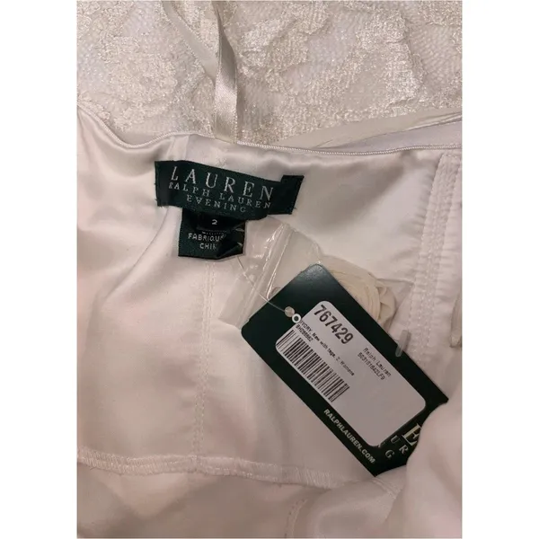 Ralph Lauren Ivory Lace Dress New With Tags Size 2 - Image 3