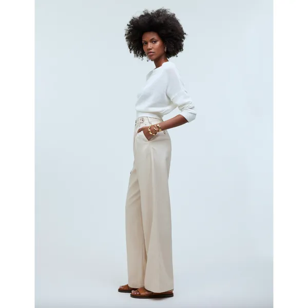 Madewell The Harlow Wide Leg Pant Linen Twill Harvest Moon Beige US 12 NWT - Image 5