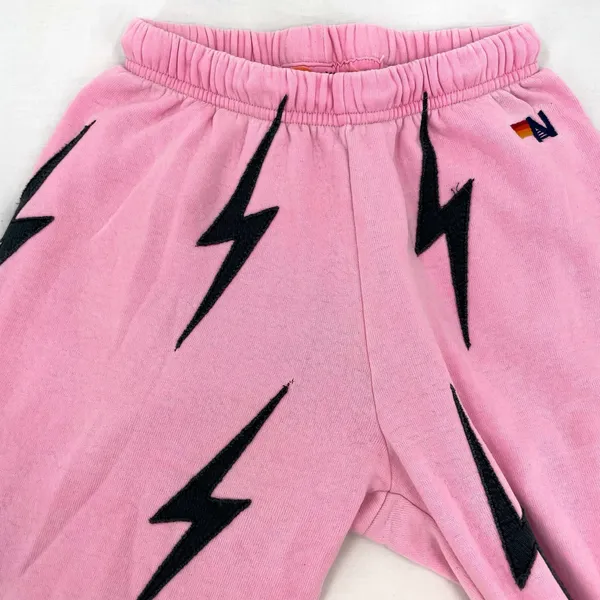 Aviator Nation Pink All Over Black Bolt Sweatpant Joggers Lounge Gym Fit Size XS - Image 6