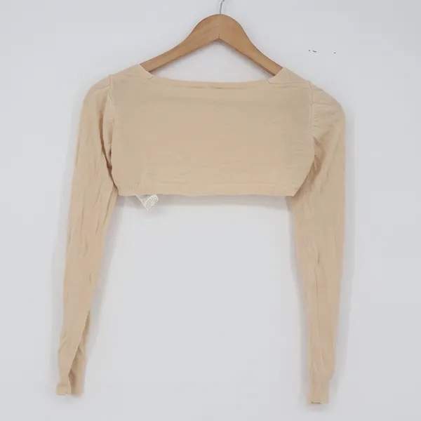 SHEIN Shrug Womens S Beige Puff Sleeve Knit Bolero Excellent - Image 4