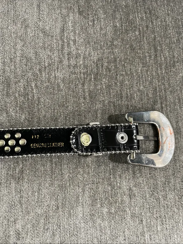 Western Leather Black Studded Rhinestone Embellished Statement Belt Size S/M - Image 4