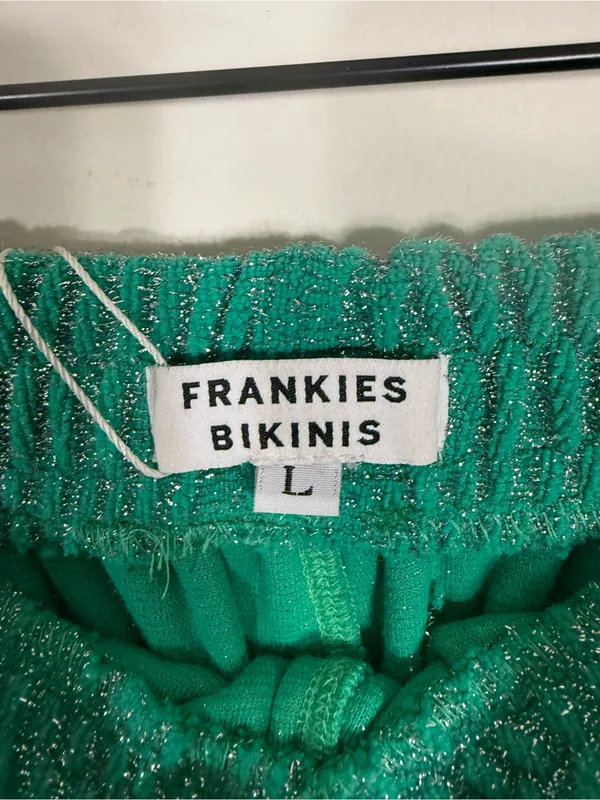 NWT Frankie’s Bikinis Johnson Terry Lurex Sweatpants Mistletoe Green Large - Image 7