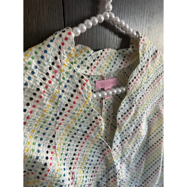 Lilly pultizer white dot shirt ruffle size‎ 6 - Image 3