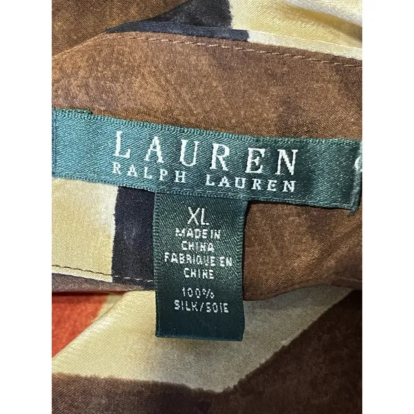 Lauren Ralph Lauren Blouse Tunic XL 3/4 top Mod Retro Whimsigoth Colorblock Boho - Image 7