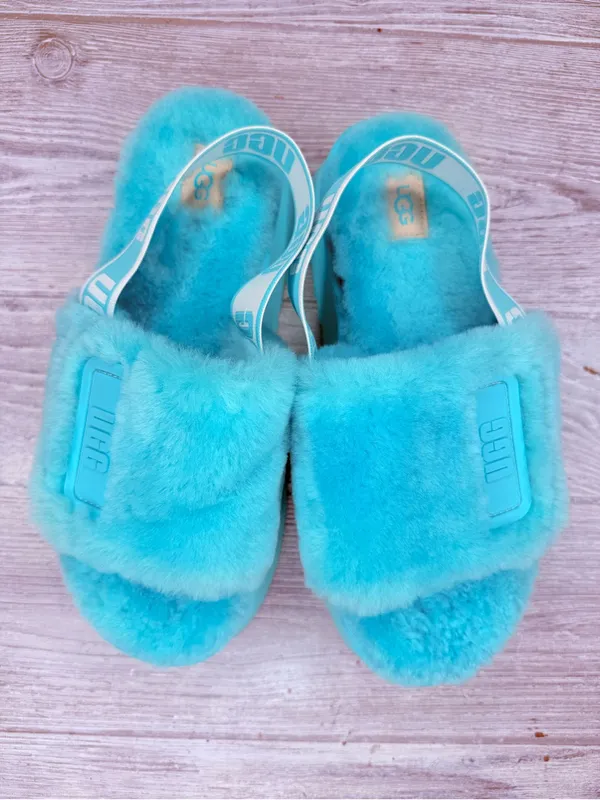 UGG Women's Disco Platform Slide Tide Pool 9 fluffy wool sandals shoes slip on - Image 3