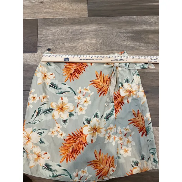 Sag Harbor Sage Green Floral Silk‑Cotton Wrap Skort Size 10 High‑Waist - Image 6