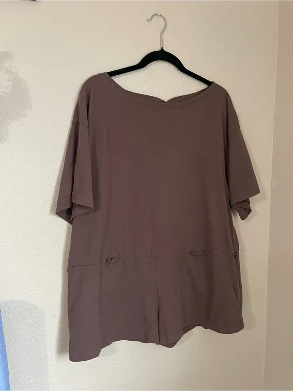 Free People Free Est Monet Romper Size XS Brown Relaxed Oversized T Shirt Boho - Image 6