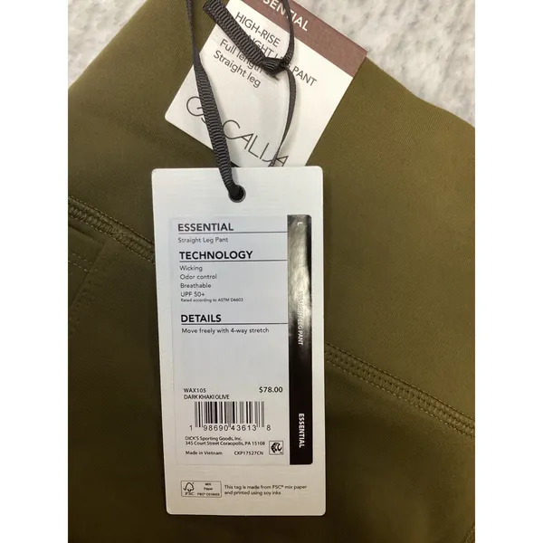 CALIA Womens Essential High-Rise Straight Leg Pant Dark‎ Khaki Olive Large NWT - Image 5