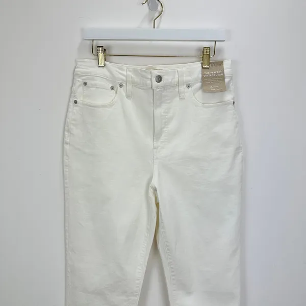 Madewell The Perfect Vintage Jean Tile White High Rise Classic Raw Hem US 30 NWT - Image 8