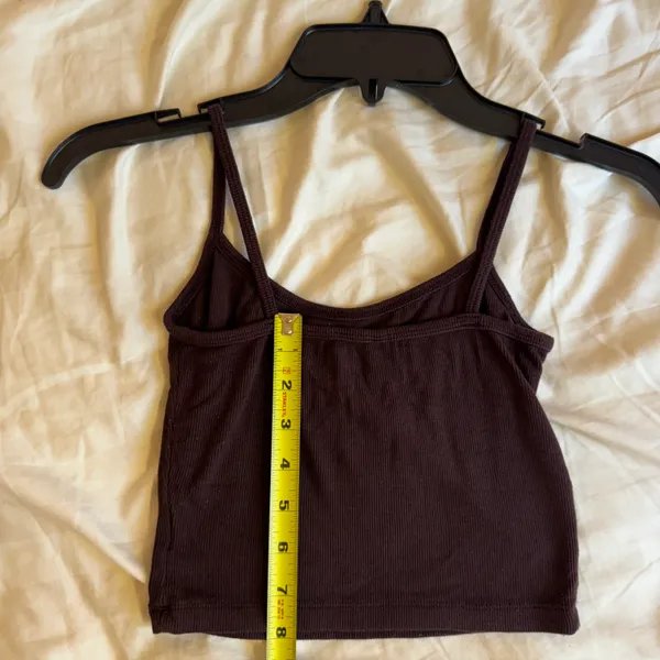 SheIn Dark Brown Ribbed Y2K Crop Cami Tank Top Size Small - Image 4