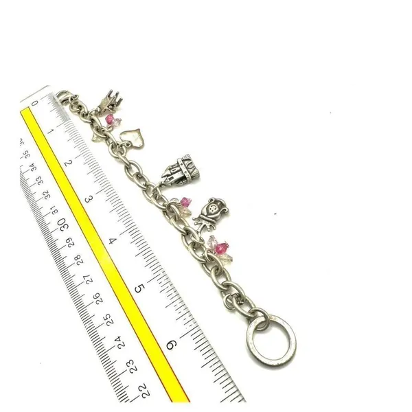 Princess Charm Bracelet Silver Pink Crystal castle Chair heart princess - Image 5