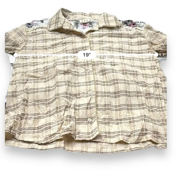 POL Cream Multicolor Floral Cotton‎ Long Sleeve Button Down Shirt Size S - Image 7