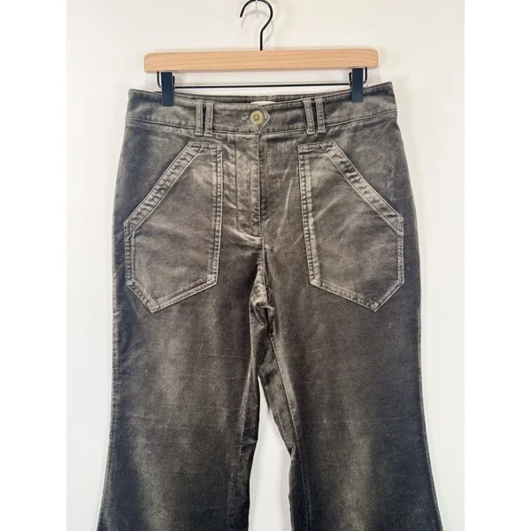 Anthropologie Maeve Womens Pants Gray Velvet Bootcut Stretch High Rise Size 6 - Image 7