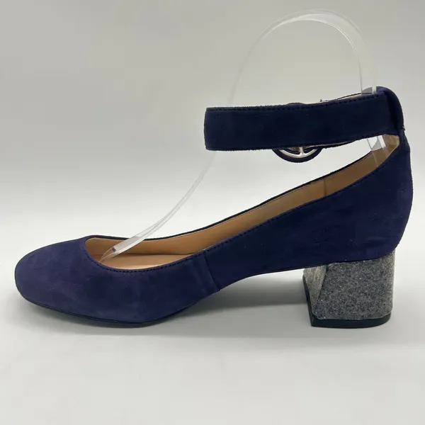 Nine West Heels Womens 6 Purple Suede‎ Leather Glitter Block Heel - Image 3