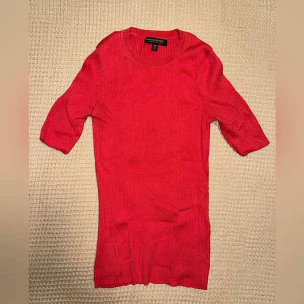 Banana Republic Ribbed Elbow-Sleeve Sweater in Scarlet - Image 2