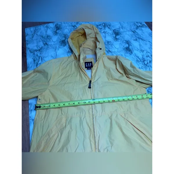 GAP Yellow Hooded Windbreaker zip up rain jacket coat size medium - Image 8