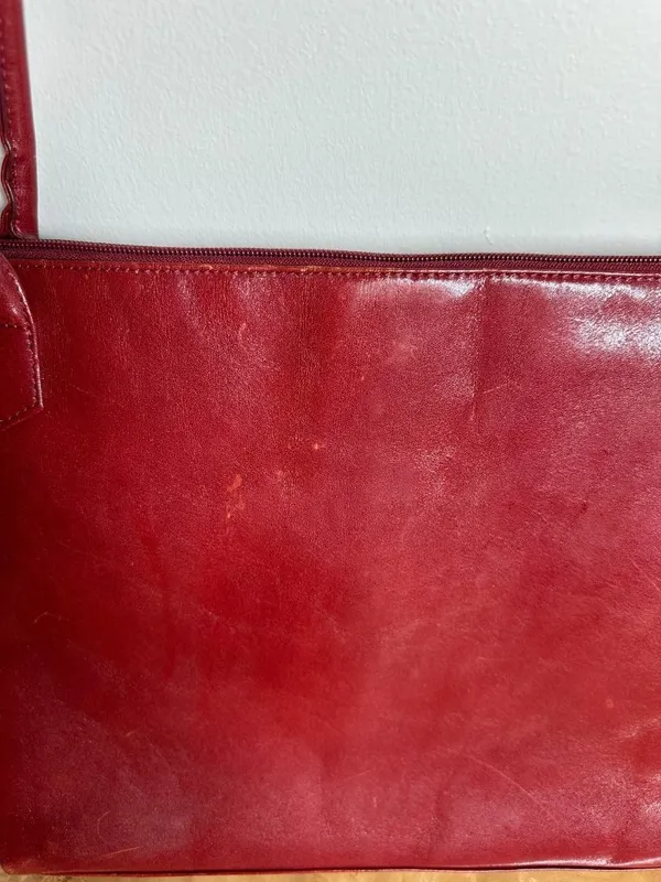Vintage HOBO International Red Leather Shoulder Bag Tote Purse Minimalist Y2K - Image 3