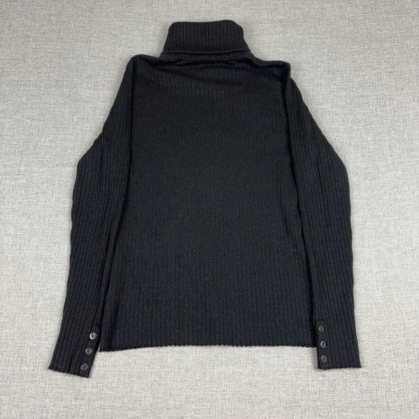 J McLaughlin Sweater Womens L Black Cotton Modal Turtleneck Button Knit Pullover - Image 4