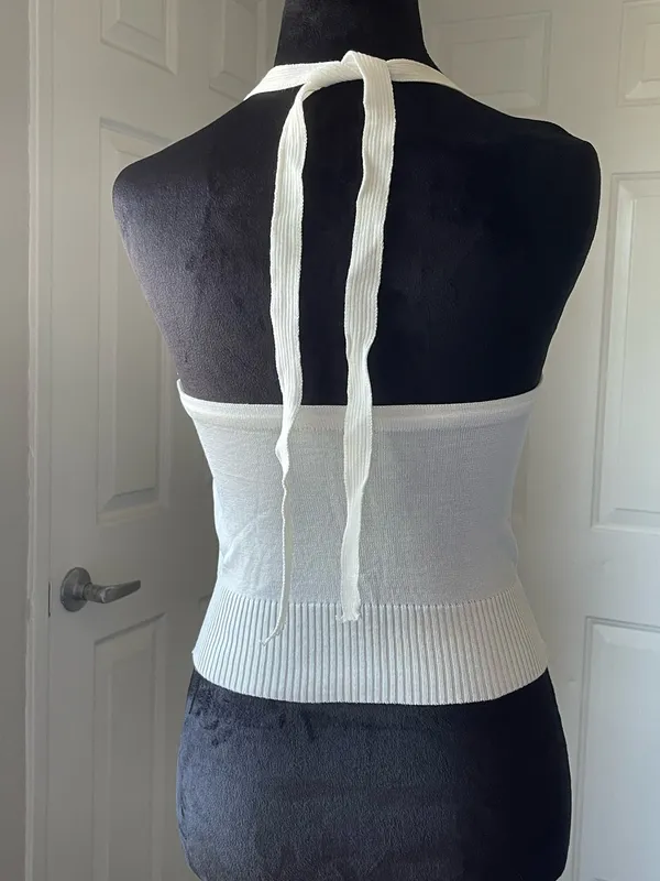Body By Michelle Ribbed Tie Back Halter Top - Image 2