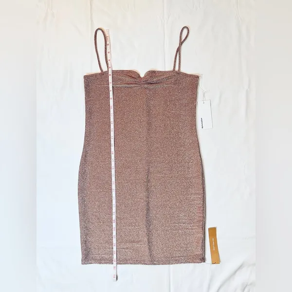 Reformation NWT Kyla Dress - Taupe Sparkle - M - Image 13