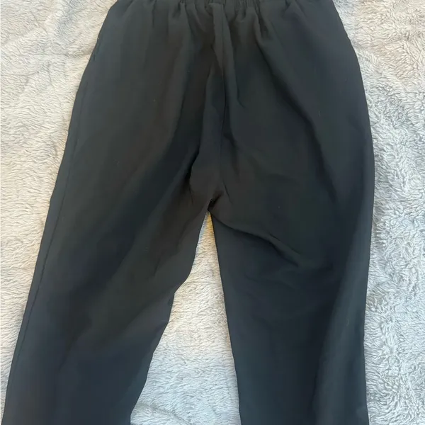 High Waist Belted Hem Cropped Pants Black Size XS - Image 9
