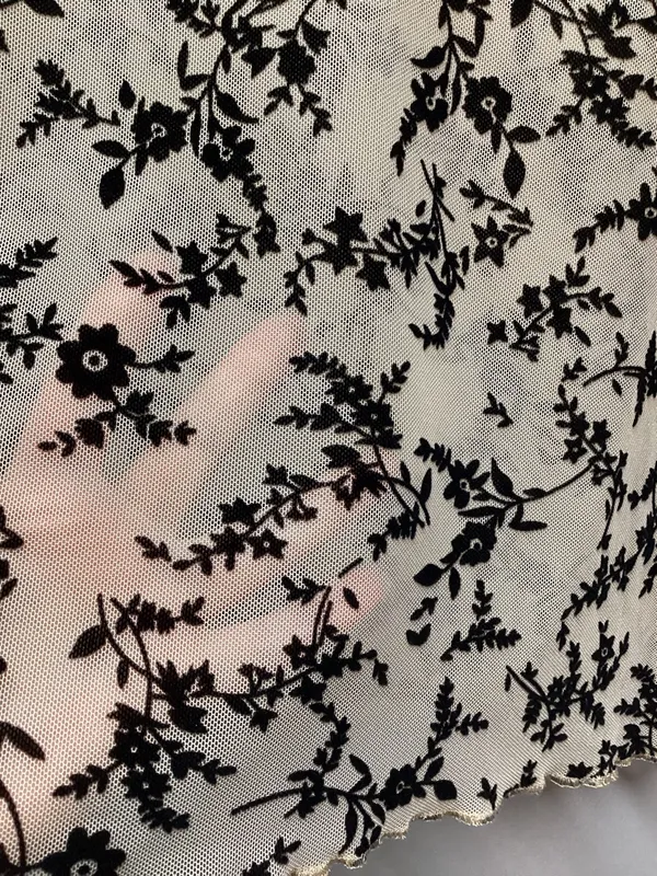 Ava Lane Beige and Black boho chic floral mesh layering top size Large - Image 13