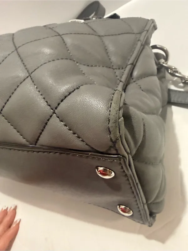 Michael Michael Kors Gray Quilted Leather Satchel Crossbody - Image 5