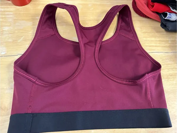 Nike Maroon and Black Dri-FIT Sports Bra - Image 2