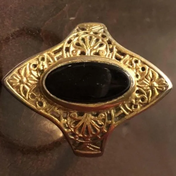 Vintage 18KGP VARGAS Black Center Ring Size 10 - Image 3