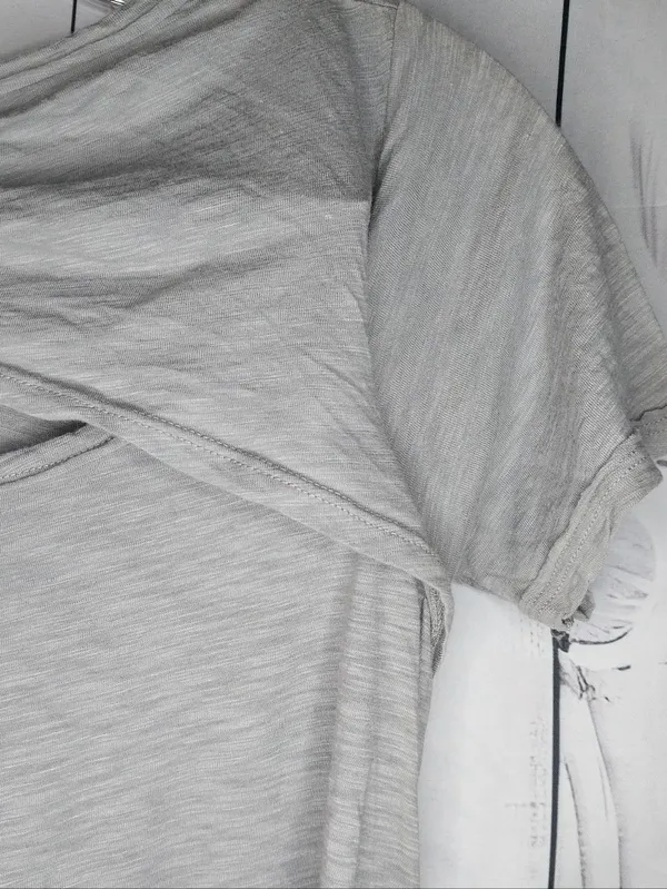 T.La Light Gray Short Sleeve Swing Casual Minimalist Athleisure Tee Tunic - Image 5