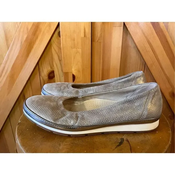Gabor Comfort Womens Ballet Flat Gold Metallic Leather Suede Shoes UK 6 US 8 - Image 3