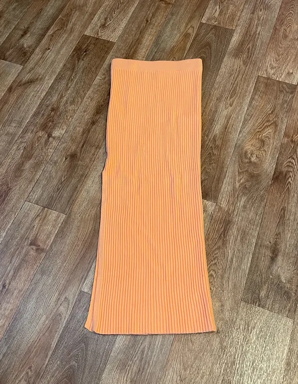 Princess Polly Orange Ribbed Slit Midi Skirt - Image 5