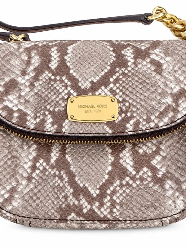 Michael Kors Leather Snakeskin Embossed Bedford crossbody Bag Zip Flap EUC - Image 2