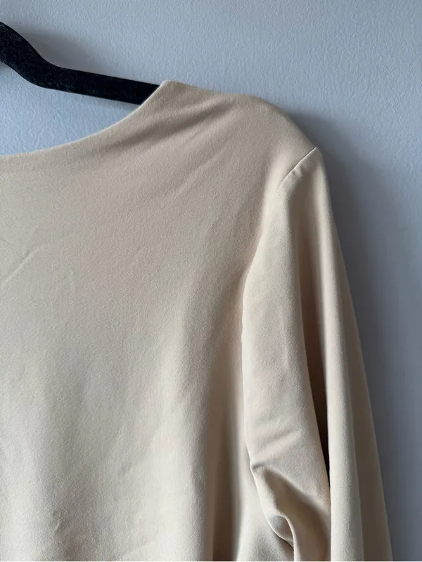 Nuuds Nude Scoop Neck Long Sleeve Nylon Spandex Thong Snap Bodysuit Size XL - Image 9