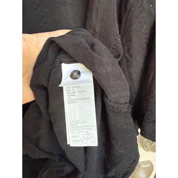 Abercrombie & Fitch Black Linen Blend Cropped Short Sleeve Button Up Size XL - Image 4