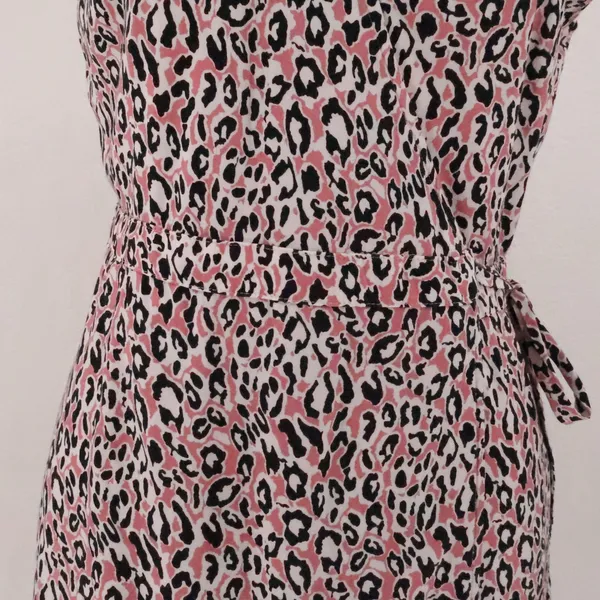 J Crew Leopard Midi Wrap Dress Womens XS Pink Black Animal Print Office Timeless - Image 4