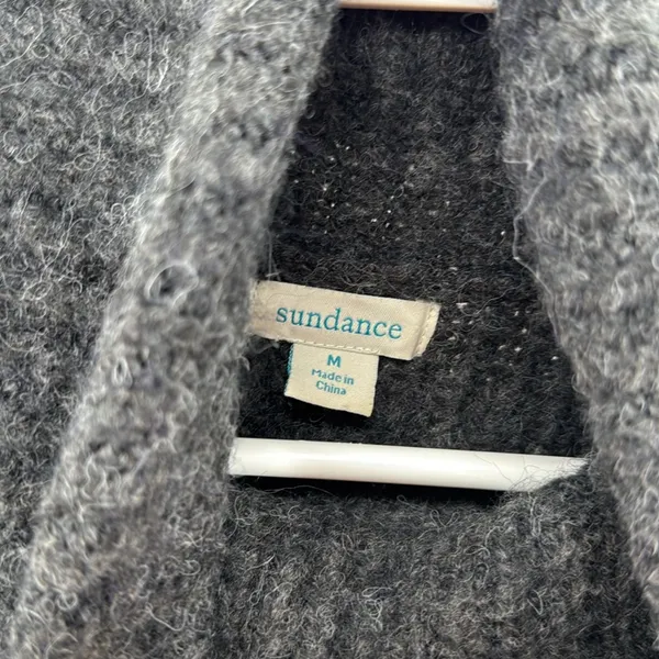 Sundance Charcoal Gray Cowl Neck Sweater wool blend oversized M fuzzy winter - Image 10