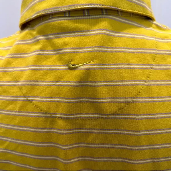 Nike Golf Sleeveless Mustard Yellow Striped Polo Sleeveless Top - Image 4