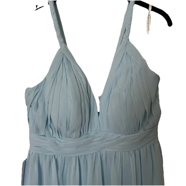 Azazie Sky Blue Size C 6/8 Braided Strap Maxi Dress Bridesmaid Prom Occasion - Image 2