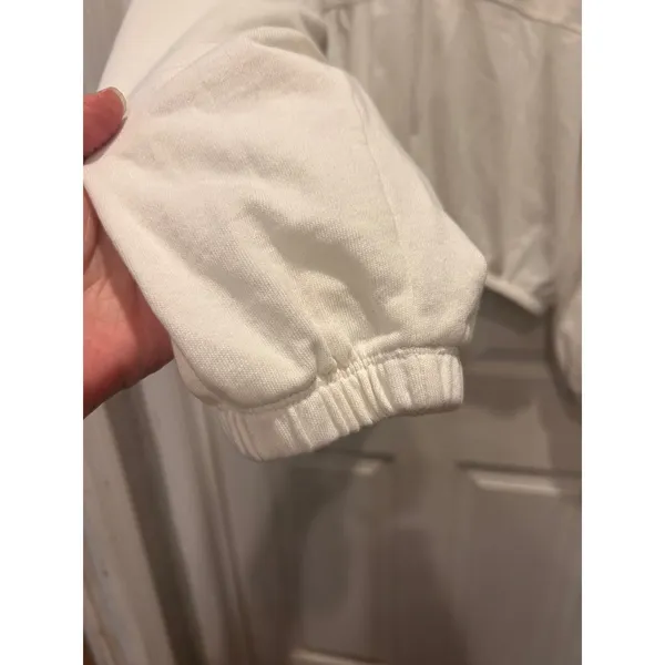 Old Navy SoComfy Terry Quarter‎ Button Pullover Cream Cropped Sweatshirt Large - Image 7