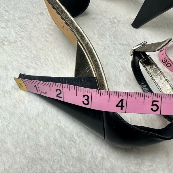Kate Spade Classic Black and Gold Strappy Heels Size 8 - Image 11